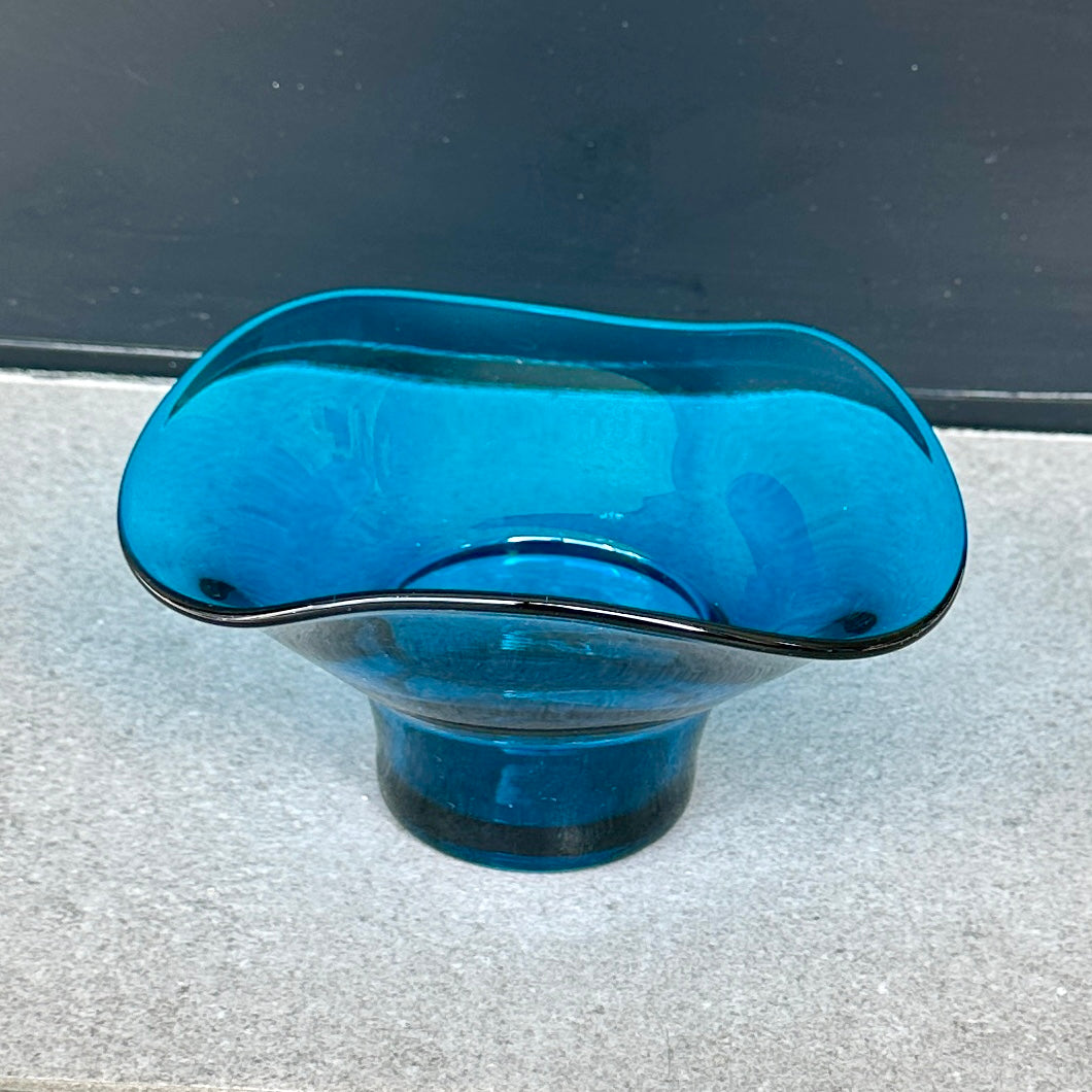 Bol Vintage en Verre Bleu - Vide poche - Style Rétro