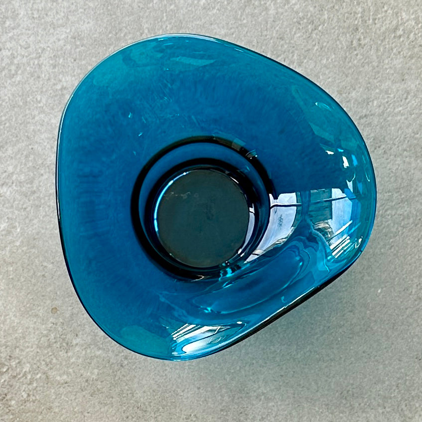 Bol Vintage en Verre Bleu - Vide poche - Style Rétro