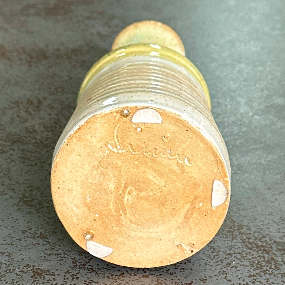 Vase Soliflore en Céramique Beige et Vert Amandes