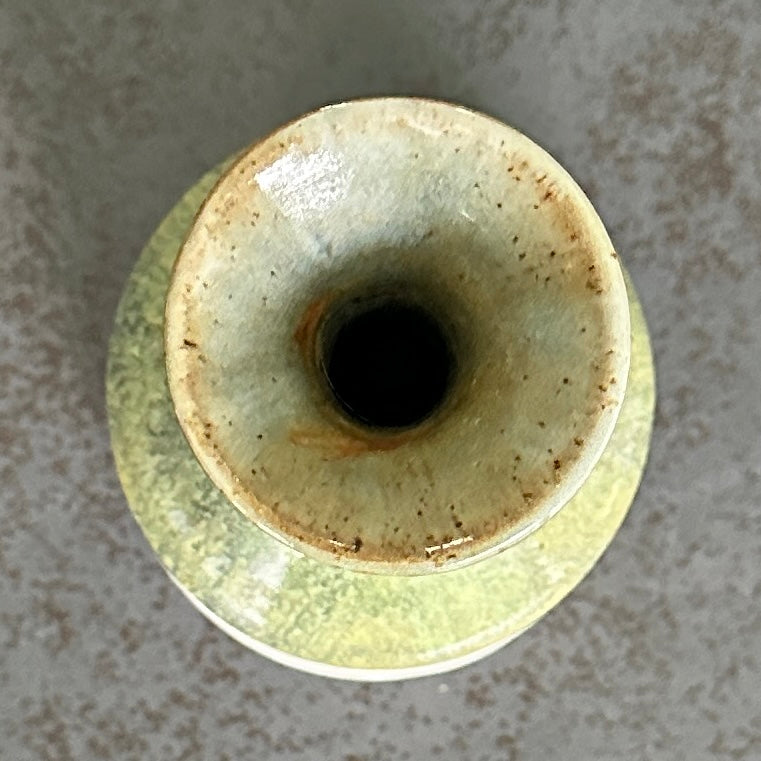 Vase Soliflore en Céramique Beige et Vert Amandes