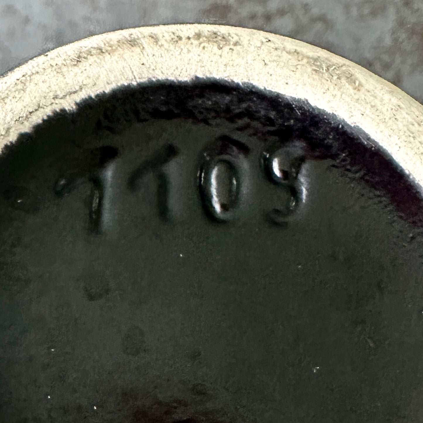 Vase en céramique Upsala Ekeby – Noir à motif rayé – Intérieur turquoise – 18 cm