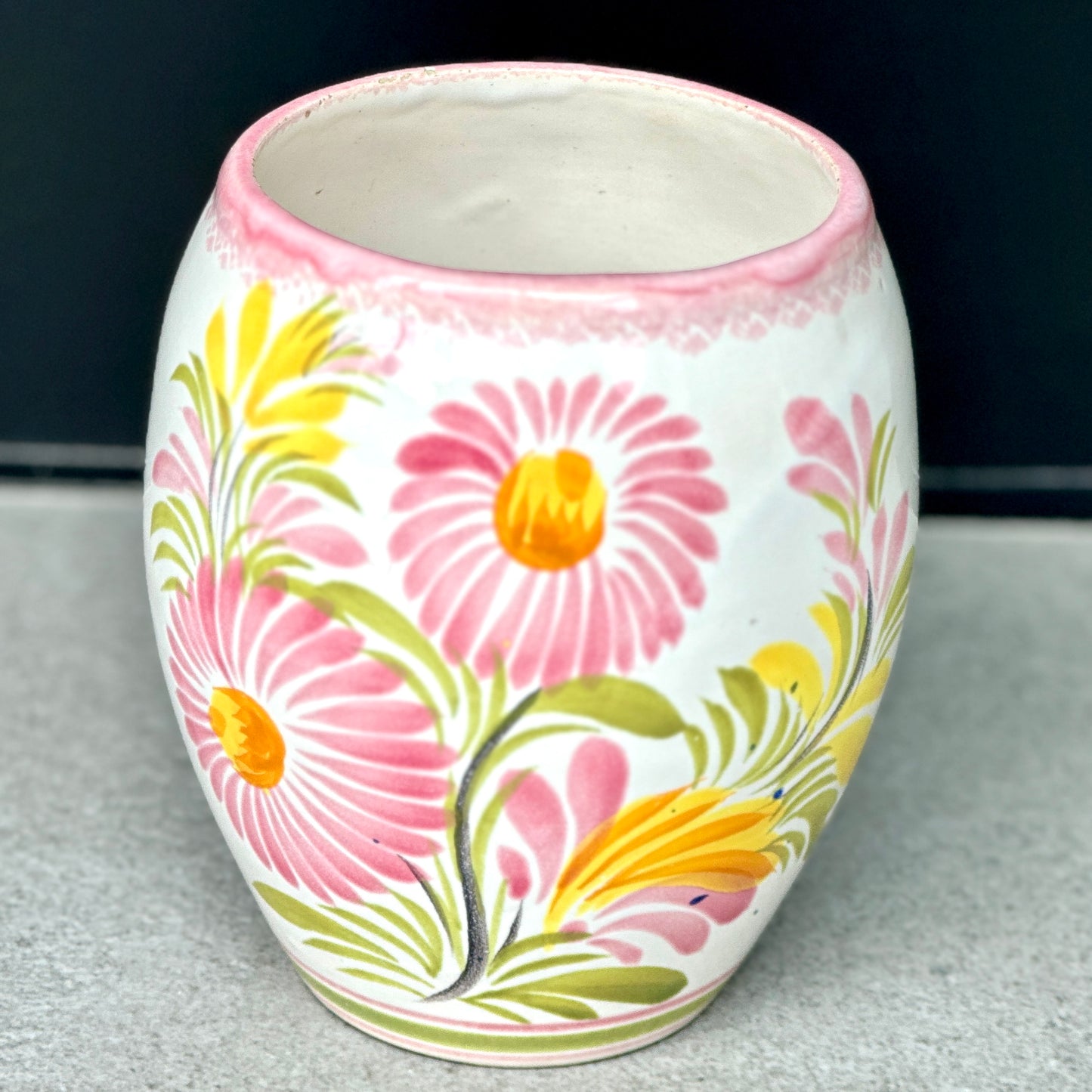 Pot à Cornichons en Faïence Bretonne Henriot - Motif Fleurs Roses