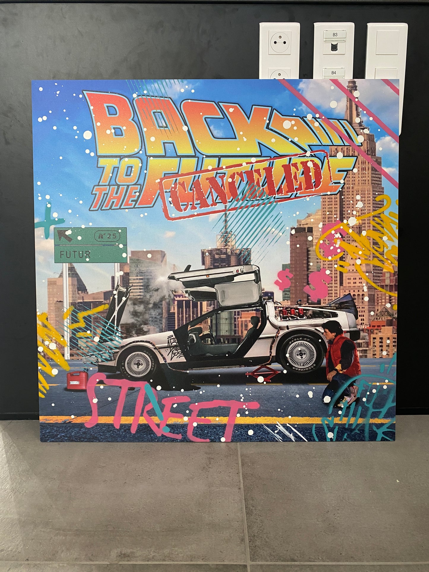 AIIROH - Œuvre originale signée - " Back to the future " - Street art.