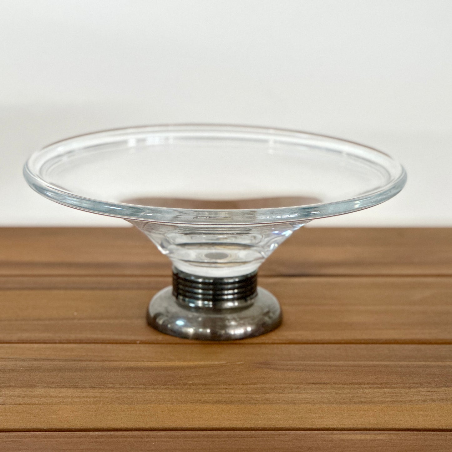 Coupe en verre LANCEL sur pied en métal argenté - Signée