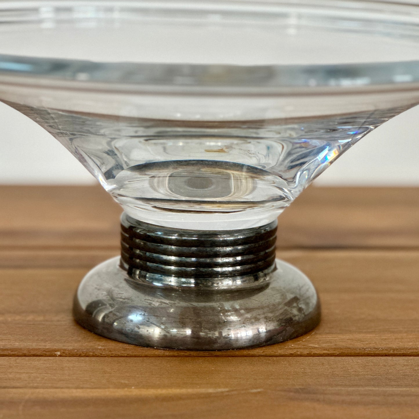 Coupe en verre LANCEL sur pied en métal argenté - Signée