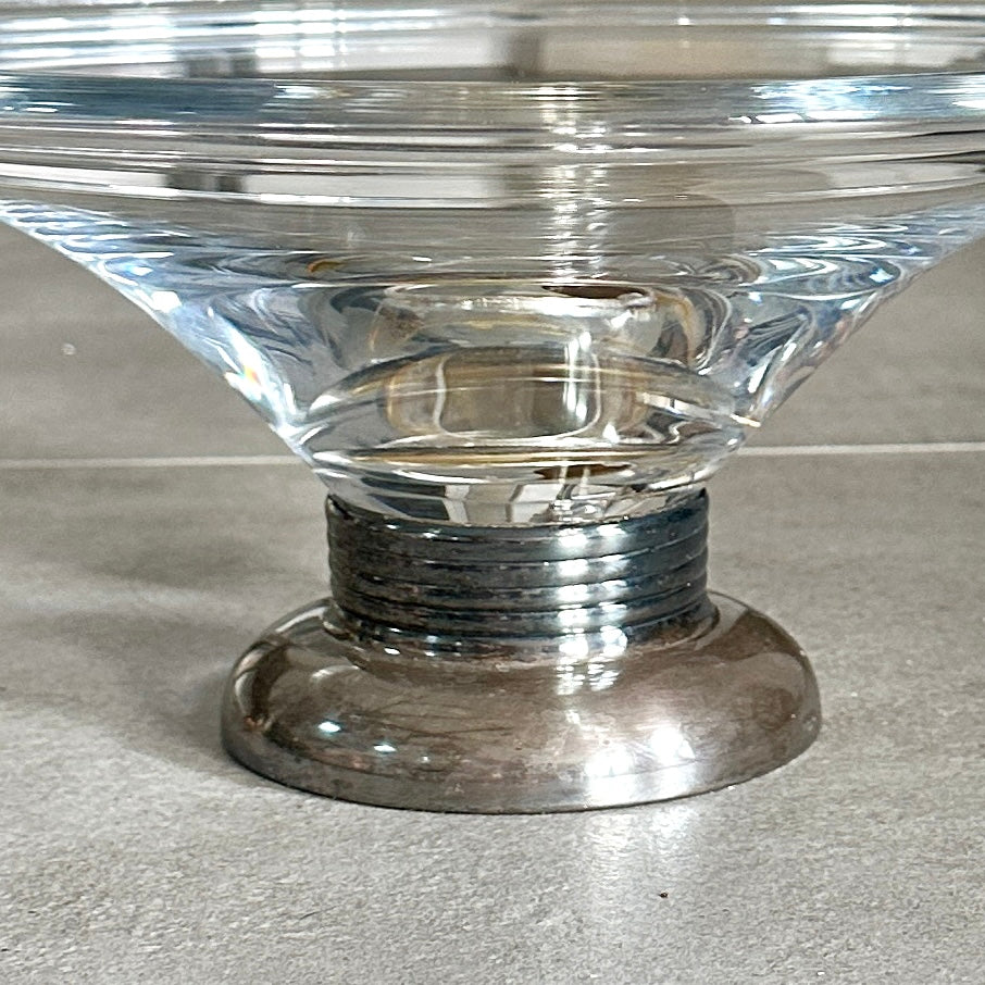 Coupe en verre LANCEL sur pied en métal argenté - Signée