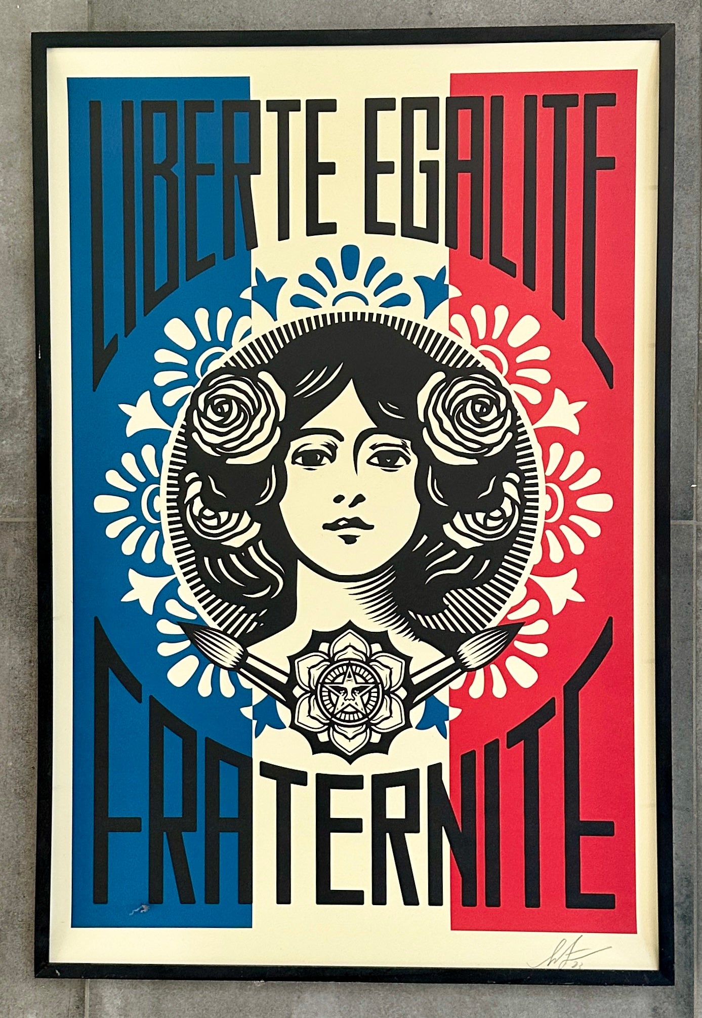 Lithographie Originale Obey Giant - signée 2023 - Liberté, Égalité, Fraternité