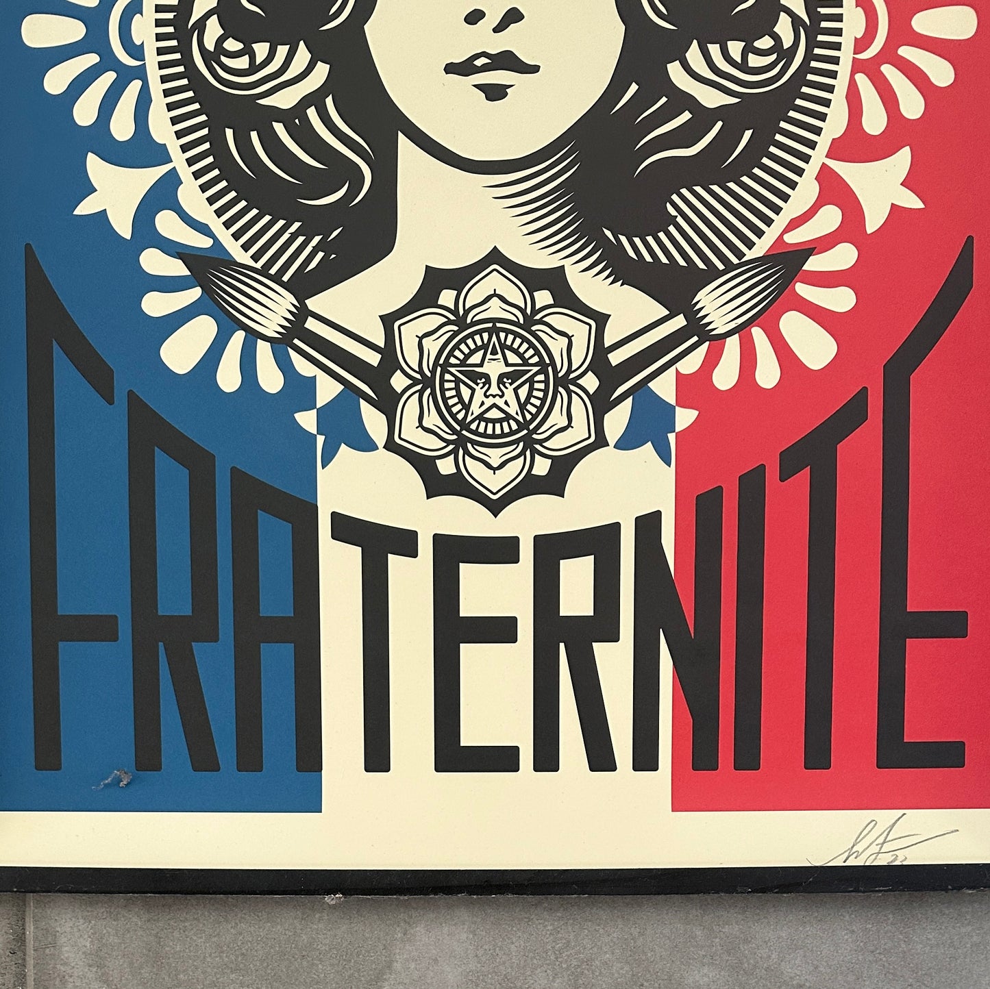Lithographie Originale Obey Giant - signée 2023 - Liberté, Égalité, Fraternité