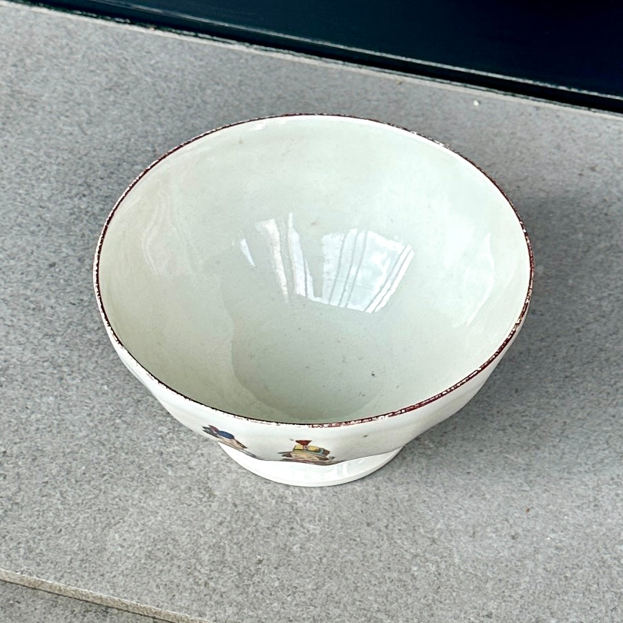 Bol ancien en faïence décor enfantin naïf – années 1930/1950 – décor musical