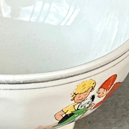 Bol ancien en faïence décor enfantin naïf – années 1930/1950 – décor jeux d'enfants