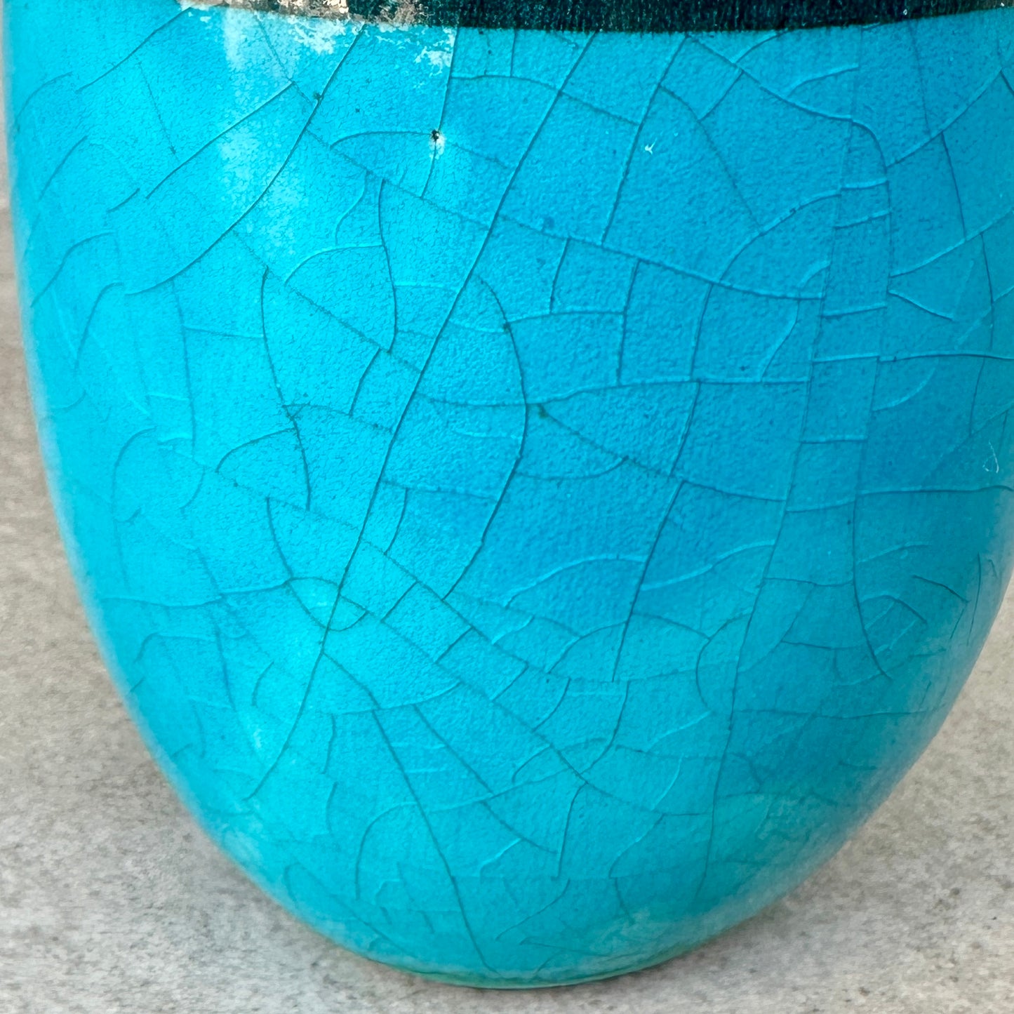 Vase ovoïde en céramique à émail bleu craquelé – Edmond Lachenal - Art déco