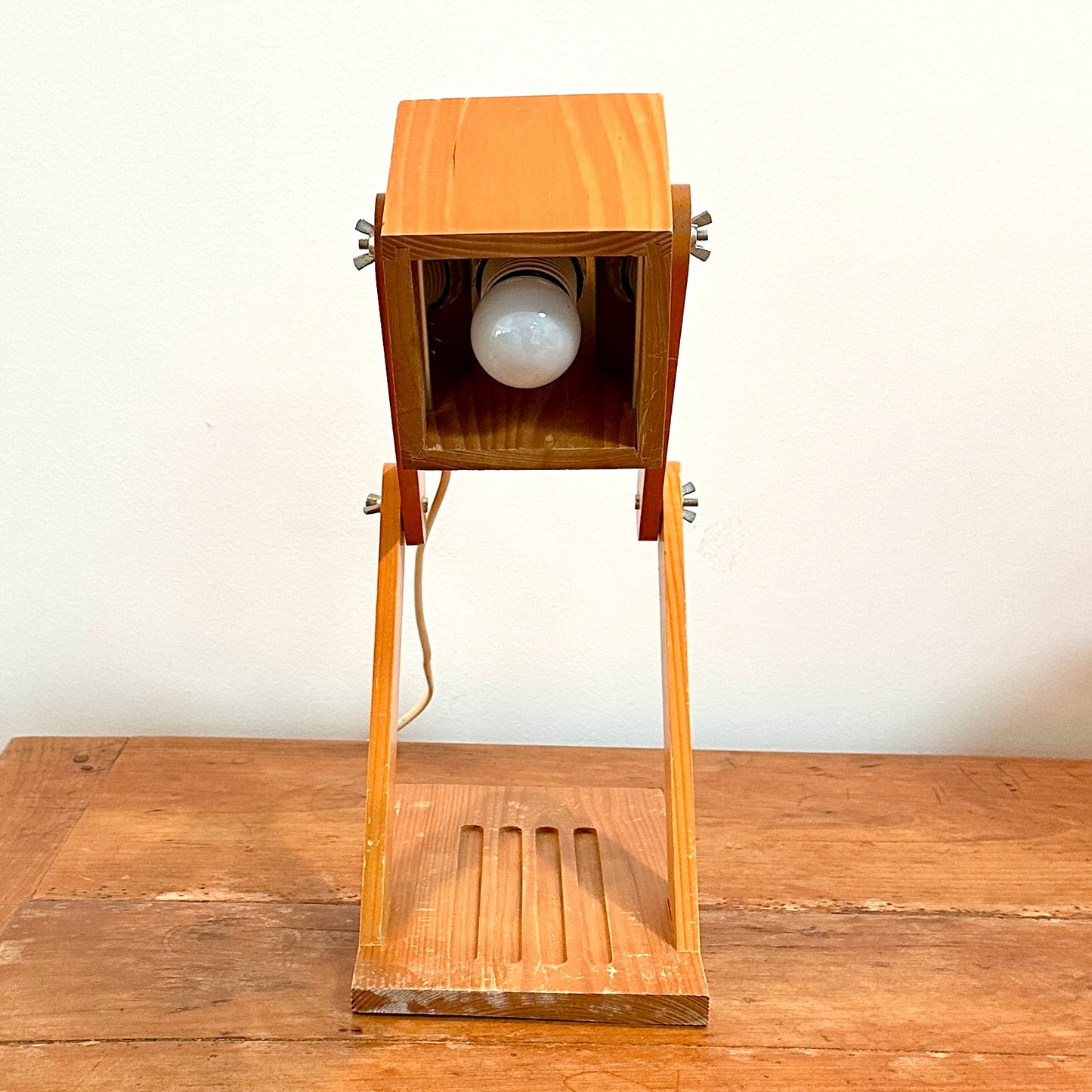 Lampe de Bureau Vintage en Bois Pliable - Style Industriel - années 80