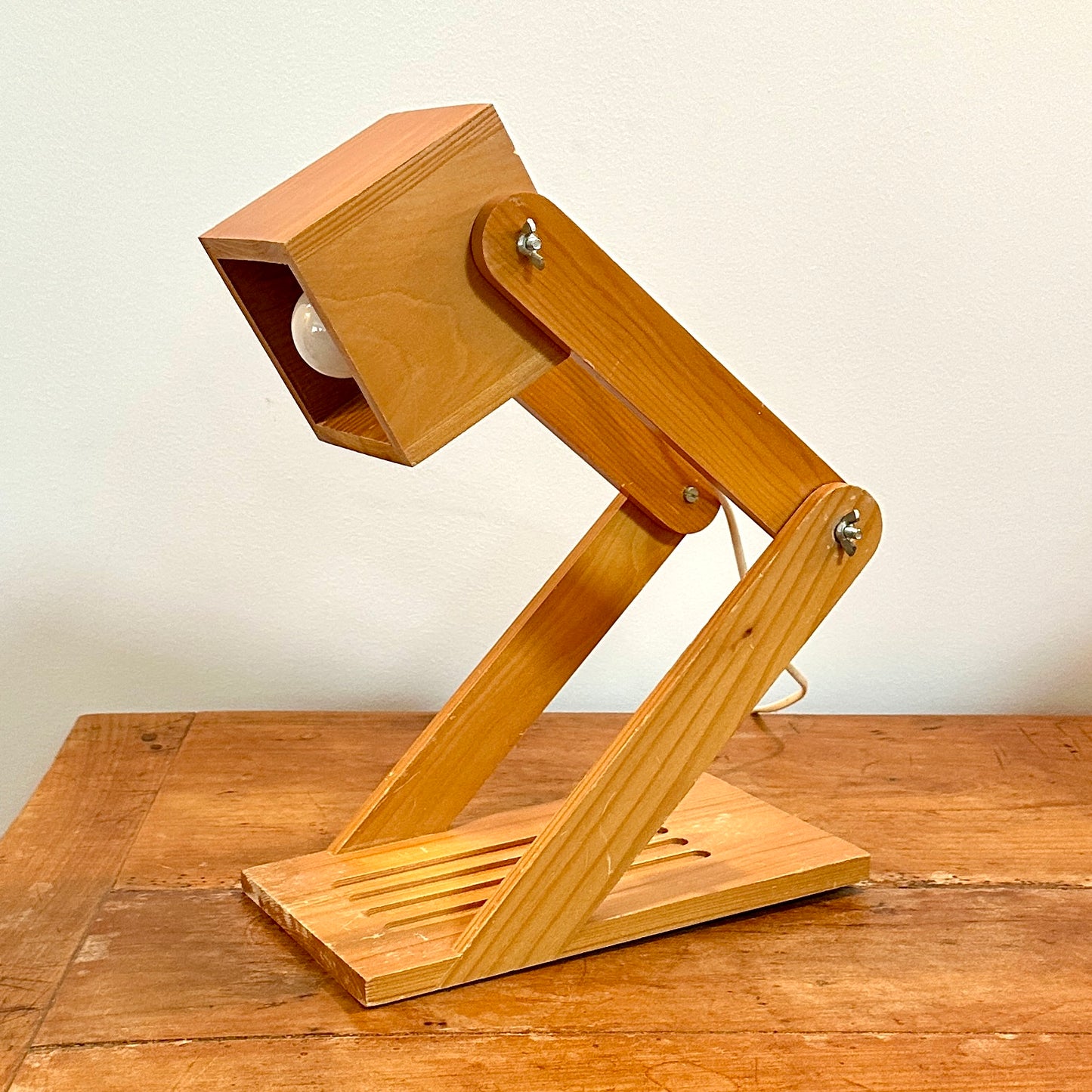 Lampe de Bureau Vintage en Bois Pliable - Style Industriel - années 80