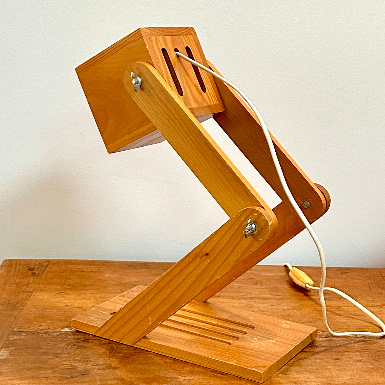 Lampe de Bureau Vintage en Bois Pliable - Style Industriel - années 80