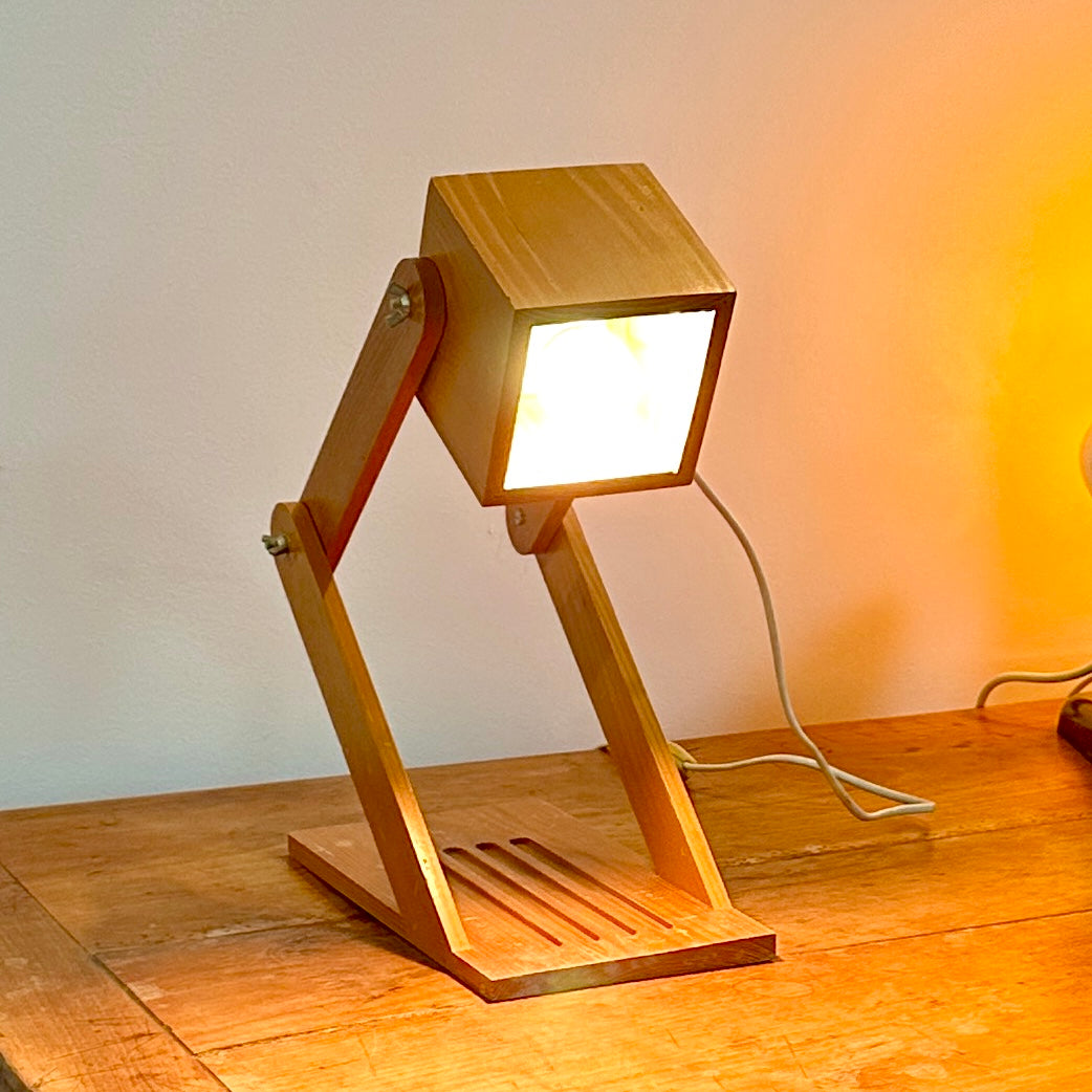 Lampe de Bureau Vintage en Bois Pliable - Style Industriel - années 80