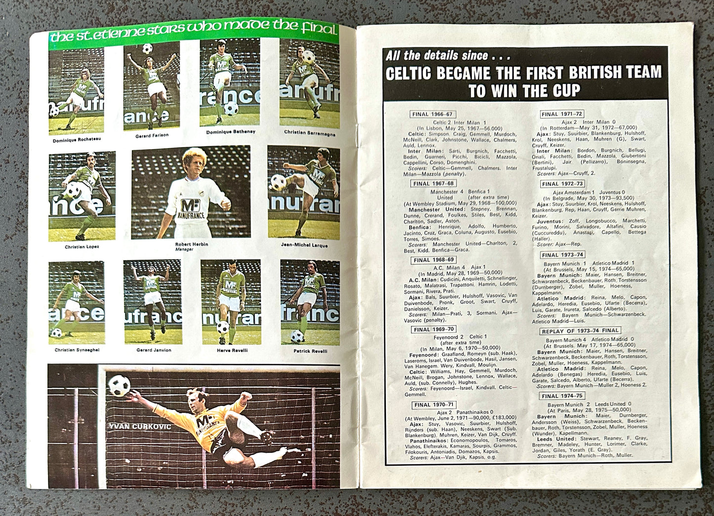 Programme Officiel – Finale Coupe d’Europe 1976 AS Saint-Étienne vs Bayern Munich