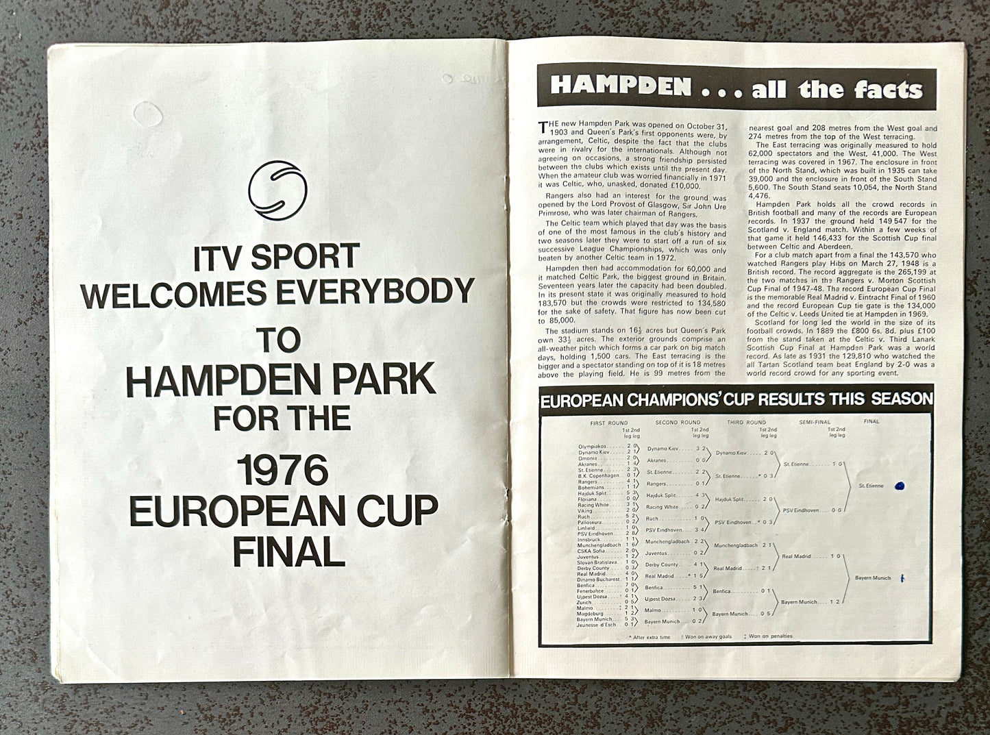 Programme Officiel – Finale Coupe d’Europe 1976 AS Saint-Étienne vs Bayern Munich