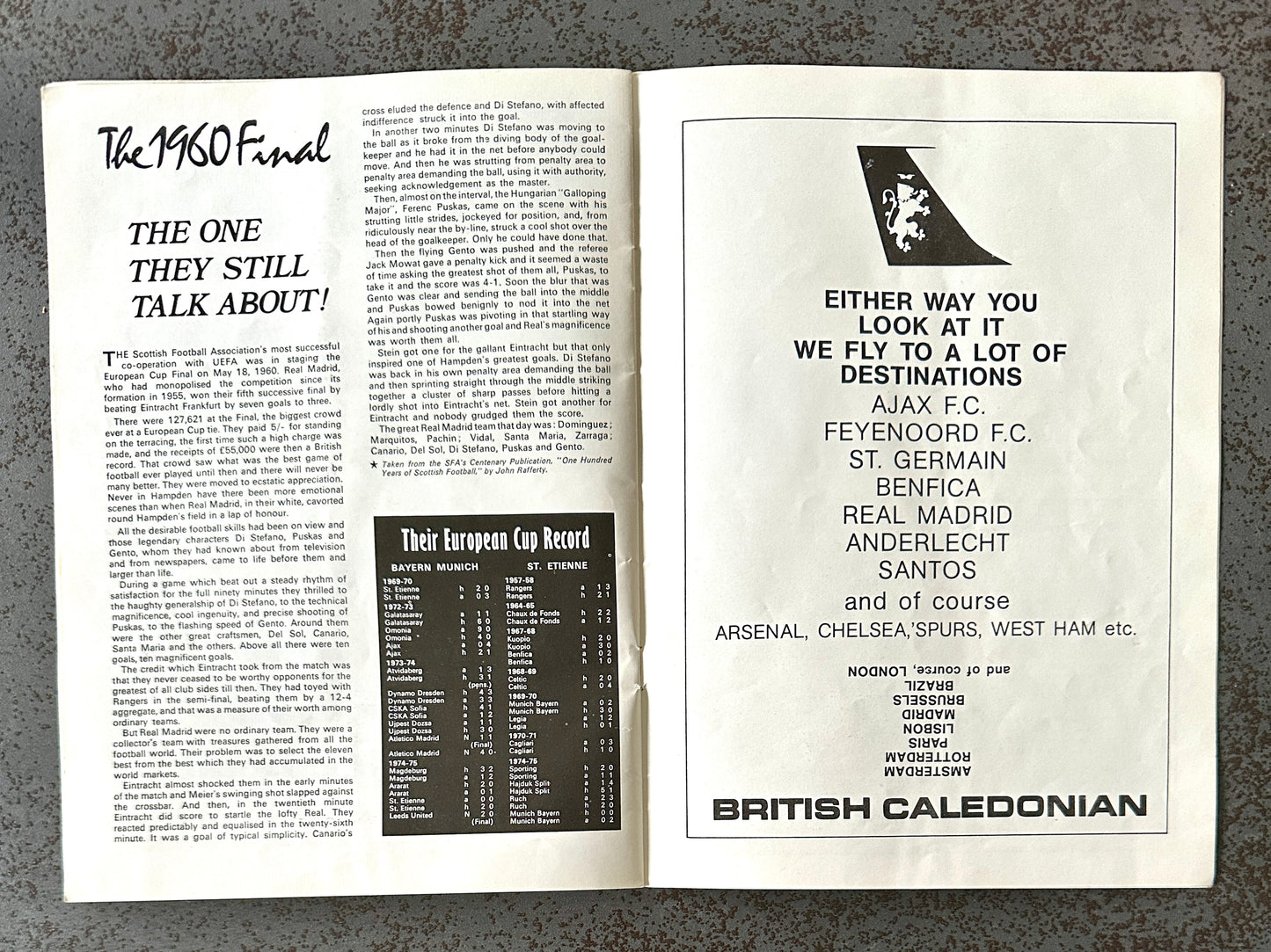 Programme Officiel – Finale Coupe d’Europe 1976 AS Saint-Étienne vs Bayern Munich