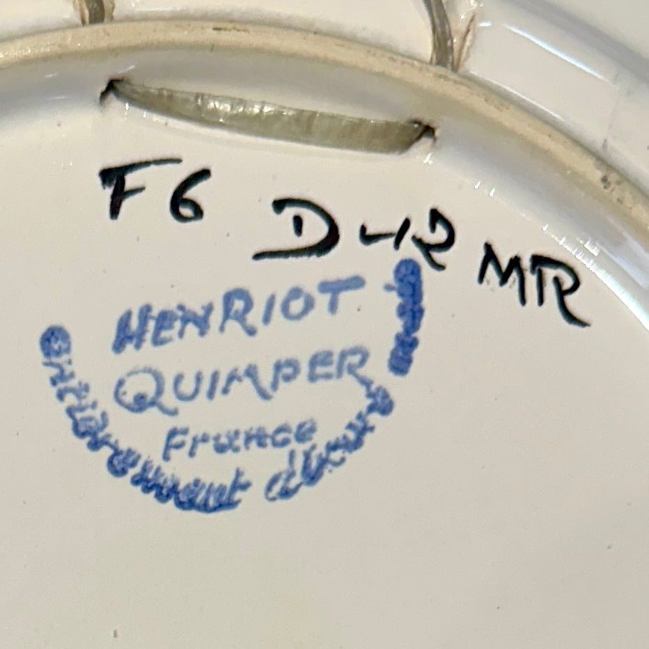 Assiette Faïence Bretonne Henriot Quimper – Décor Oiseau Multicolore