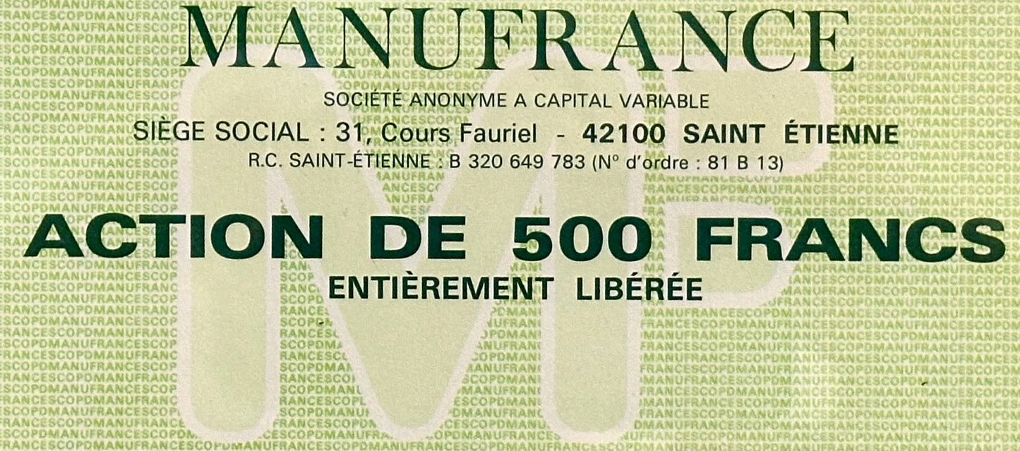 Action Manufrance - Saint Etienne - 500 F - Cadre métal brossé