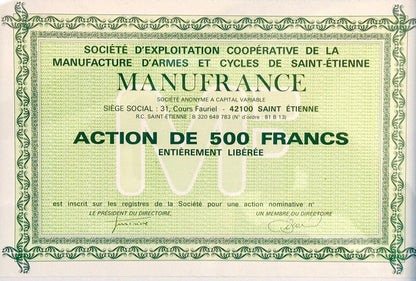 Action Manufrance - Saint Etienne - 500 F - Cadre métal brossé
