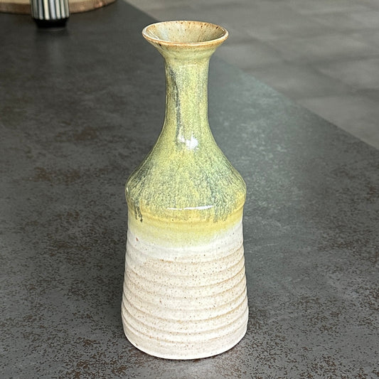 Vase Soliflore en Céramique Beige et Vert Amandes
