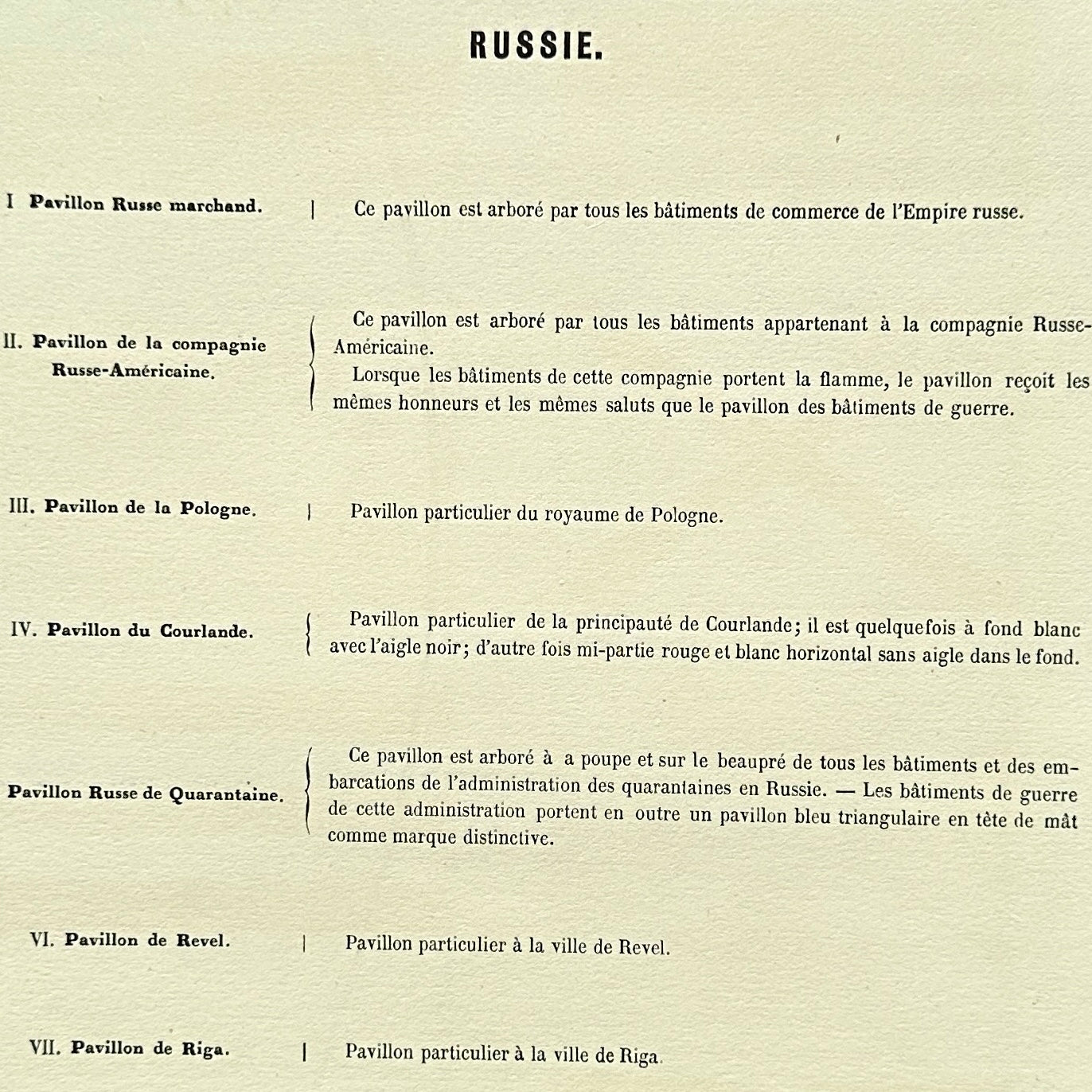 Chromolithographie - encadrée - Fanions et drapeaux de la Marine Russe du 19ème siècle