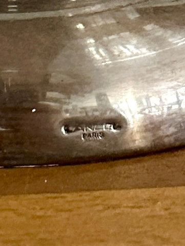Coupe en verre LANCEL sur pied en métal argenté - Signée