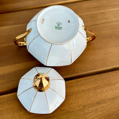Service à café en porcelaine de Meissen - Art déco - Circa 1930 - Blanc et or - 32 pièces
