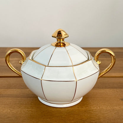 Service à café en porcelaine de Meissen - Art déco - Circa 1930 - Blanc et or - 32 pièces