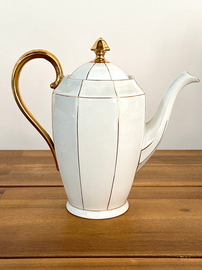 Service à café en porcelaine de Meissen - Art déco - Circa 1930 - Blanc et or - 32 pièces