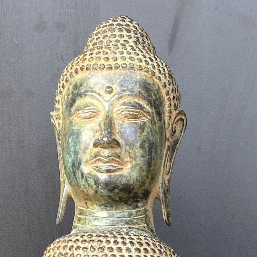 Statue bronze - 3 têtes de bouddha sur socle