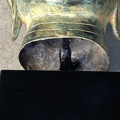 Statue bronze - 3 têtes de bouddha sur socle