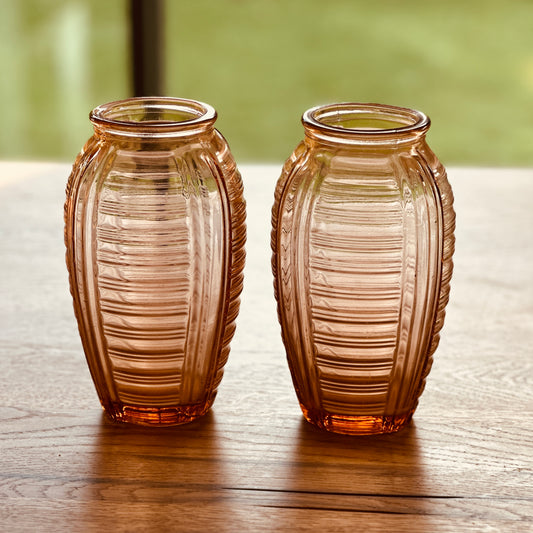 Paire de Vases Vintage en Verre Ambré - Élégance Rétro des Années 70