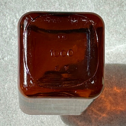 Grand Flacon à Pharmacie en Verre Ambré de Section Carrée