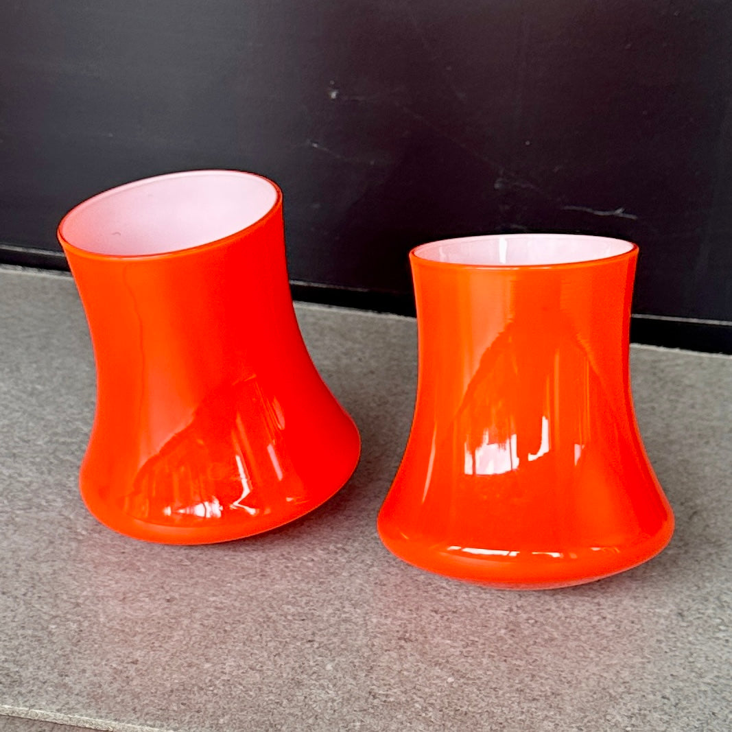 Lot de 4 verres culbuto vintage en verre orange – Années 70 – Parfait état