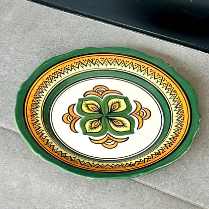 Assiette faïence bretonne Henriot Quimper – motif géométrique vert-jaune-orange - Ø 24 cm