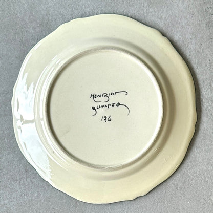 Assiette faïence bretonne Henriot Quimper – motif géométrique vert-jaune-orange - Ø 24 cm