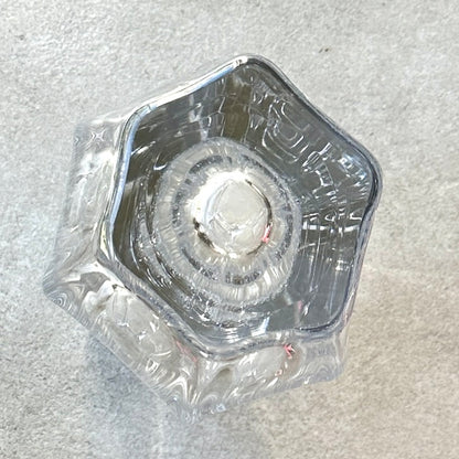 Vase en cristal hexagonal signé Daum France – 35 cm – Cristal clair Made in France