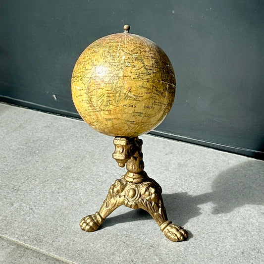 Globe Terrestre Ancien J.L & Cie 🌍 | Piètement Métal Doré | XIXᵉ siècle | 20,5 cm