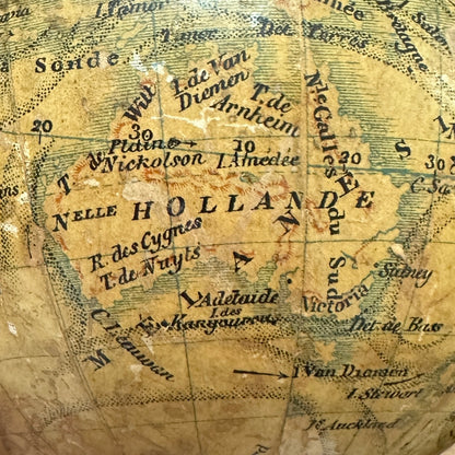 Globe Terrestre Ancien J.L & Cie 🌍 | Piètement Métal Doré | XIXᵉ siècle | 20,5 cm