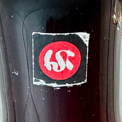 Vase HSK Tarnowiec – Amfora en verre rubis avec poignées transparentes – Art Konstglas vintage