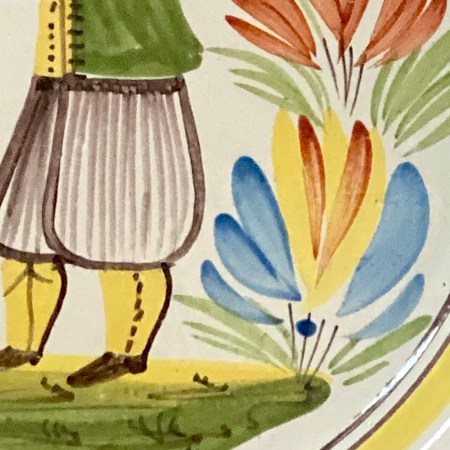 Grand plat, rond en faïence Henriot de Quimper - Circa 1900 - Bretagne