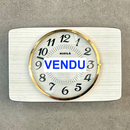 Horloge blanche vintage en formica - marque Kiplé - Années 60-70