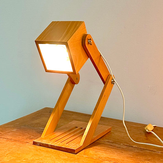 Lampe de Bureau Vintage en Bois Pliable - Style Industriel - années 80
