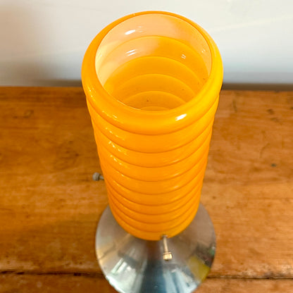Lampe Vintage Orange – Base Tulipe Chromée & Abat-Jour en Verre