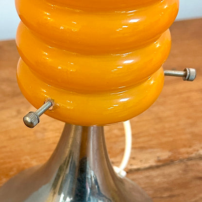 Lampe Vintage Orange – Base Tulipe Chromée & Abat-Jour en Verre