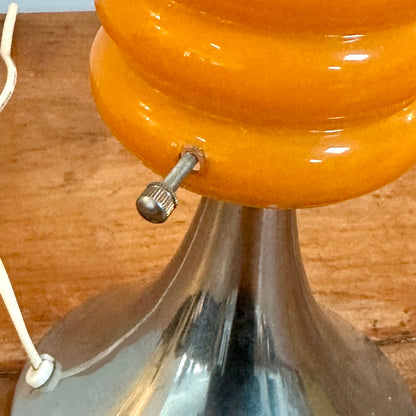 Lampe Vintage Orange – Base Tulipe Chromée & Abat-Jour en Verre