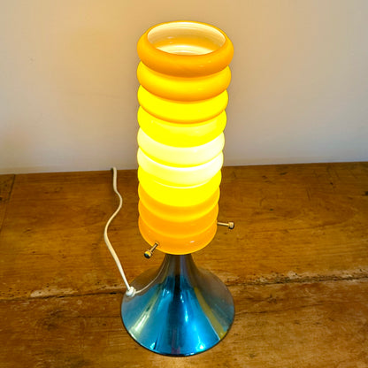 Lampe Vintage Orange – Base Tulipe Chromée & Abat-Jour en Verre