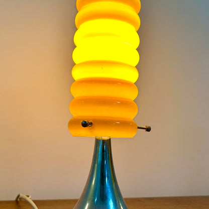 Lampe Vintage Orange – Base Tulipe Chromée & Abat-Jour en Verre